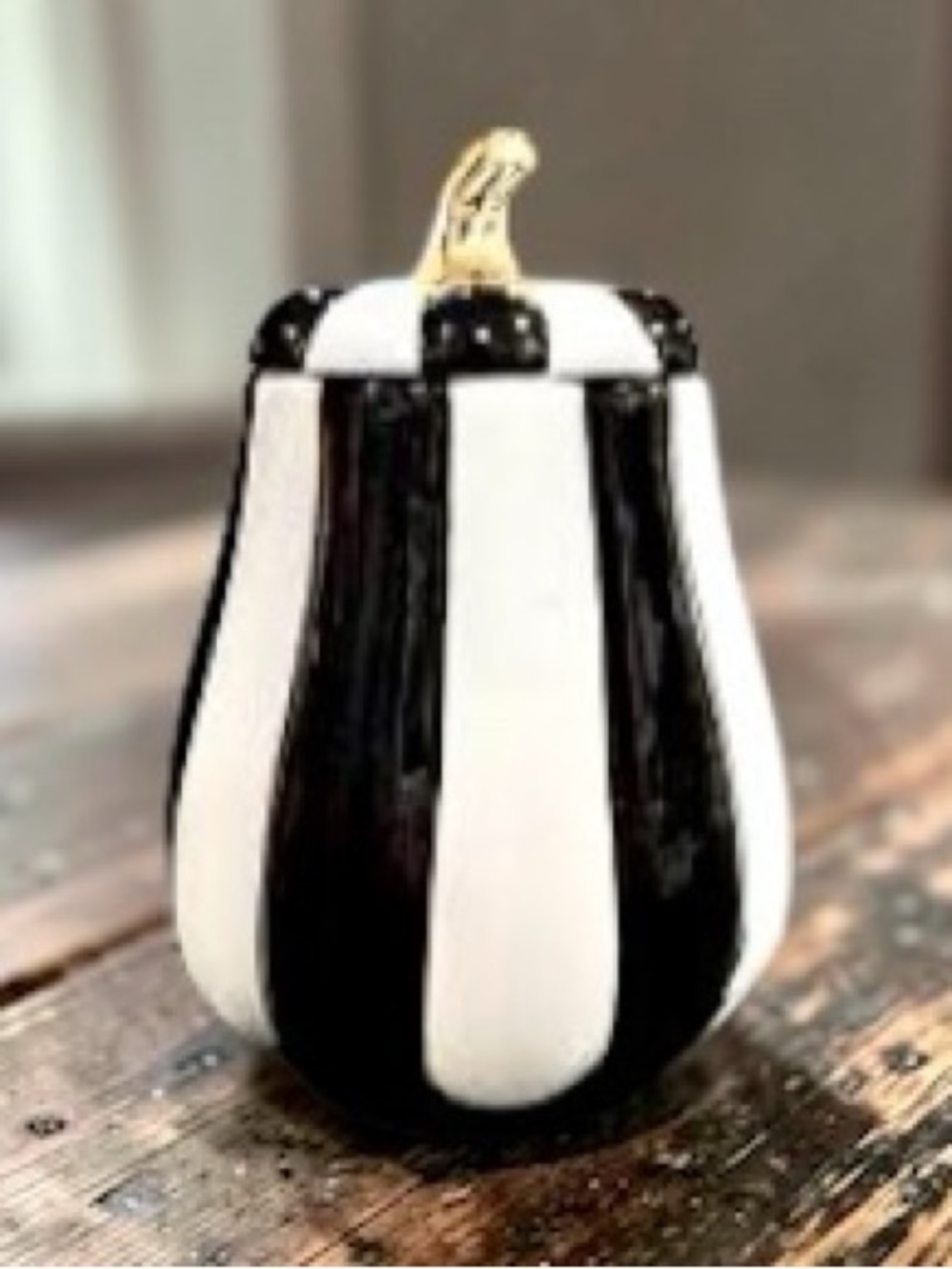 New black and white stripe ceramic pumpkin canister jar
